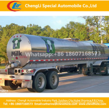 2 Axles Stainless Steel Heat Preservation Fresh Milk Water or Liquid Semi Trailer